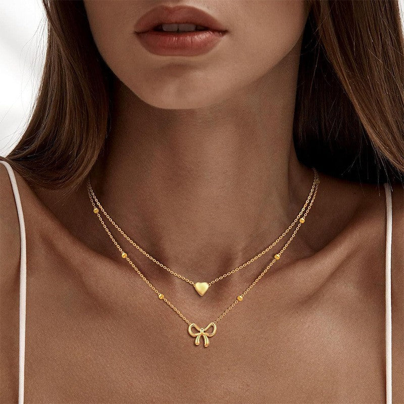 18K STAINLESS STEEL TARNISH FREE BOW NECKLACE | 40NK9500