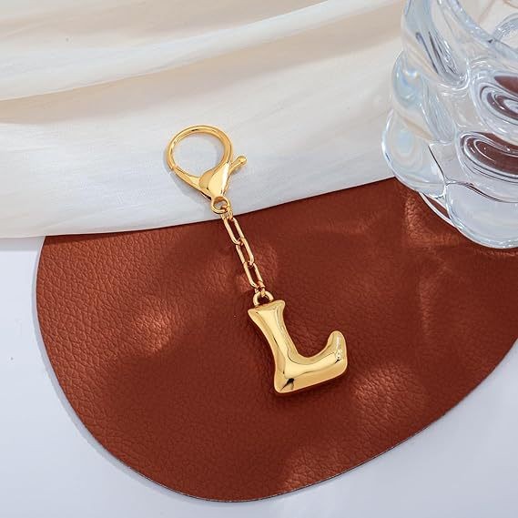 Bubble Letter Monogram Bag Charm Key Chain | 40KC161