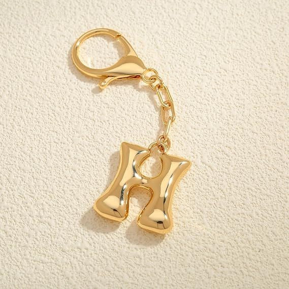 Bubble Letter Monogram Bag Charm Key Chain | 40KC161