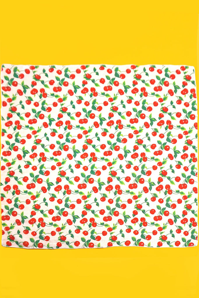 COTTON CHERRY PRINT SILKY FEELING BANDANA SCARF | 40SC646