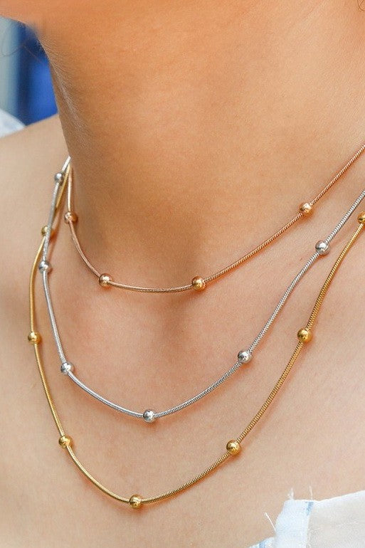 18K STAINLESS STEEL TARNISH FREE LAYERED NECKLACE | 40NK9501