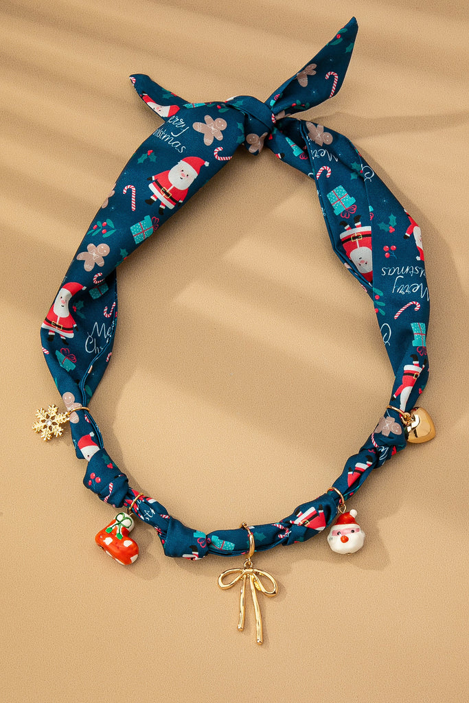 HANDMADE SCARF NECKLACE - CHRISTMAS SNOWMAN BOW | 80N91827