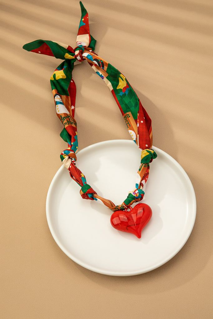 HANDMADE SCARF NECKLACE - CHRISTMAS SNOWMAN BOW | 80N91827