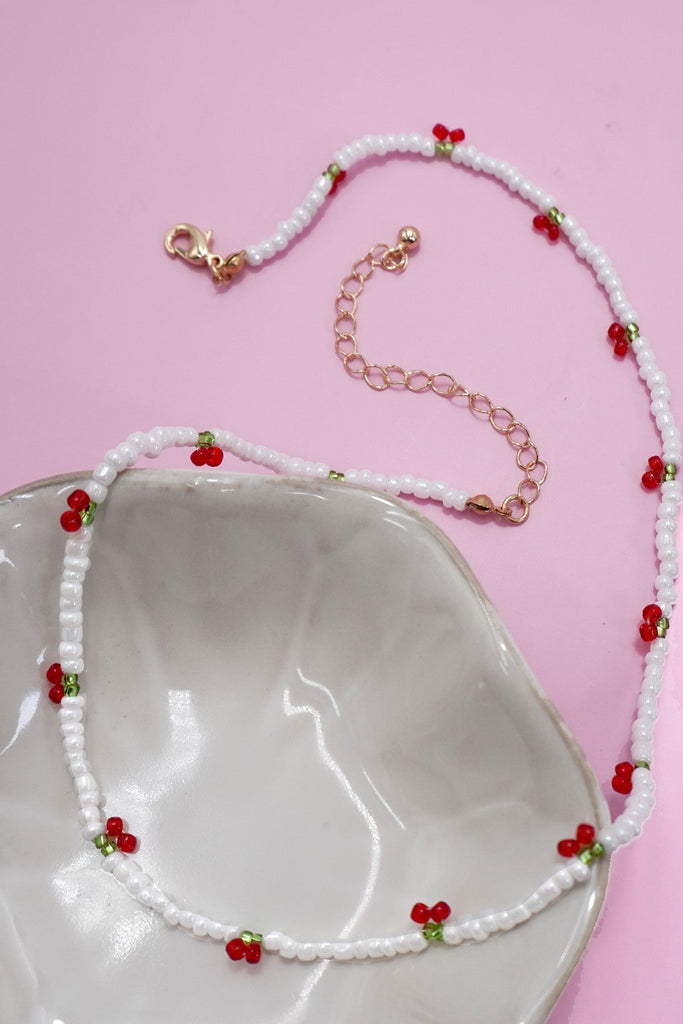PEARL BEADED CHERRY ACCENT NECKLACE | 80N91774