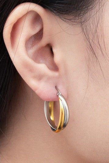 18K Stainless Steel Tarnish Free Waterproof Hoop | 40E375