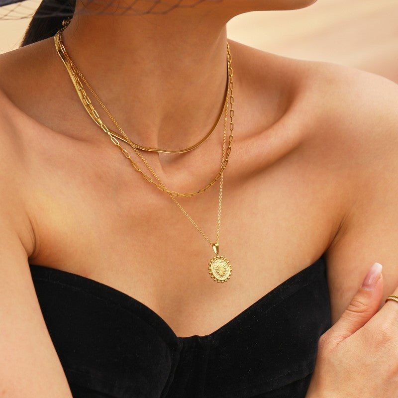 18K STAINLESS STEEL TARNISH FREE LAYERED NECKLACE | 40NK9509