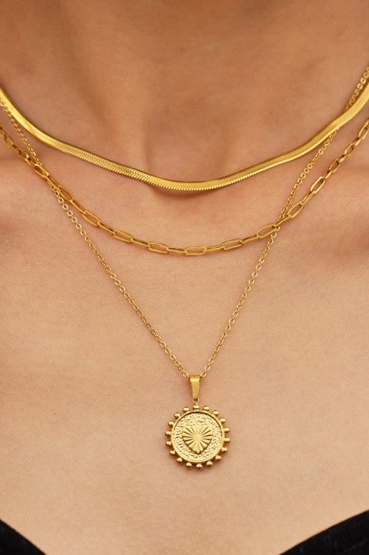 18K STAINLESS STEEL TARNISH FREE LAYERED NECKLACE | 40NK9509