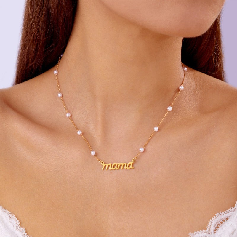 18K STAINLESS STEEL TARNISH FREE MAMA NECKLACE | 40NK9510