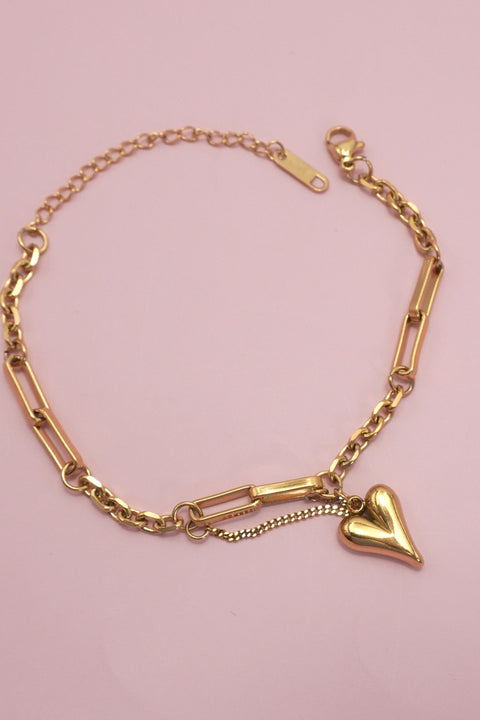 18K STAINLESS STEEL TARNISH FREE HEART BRACELET | 40B5167