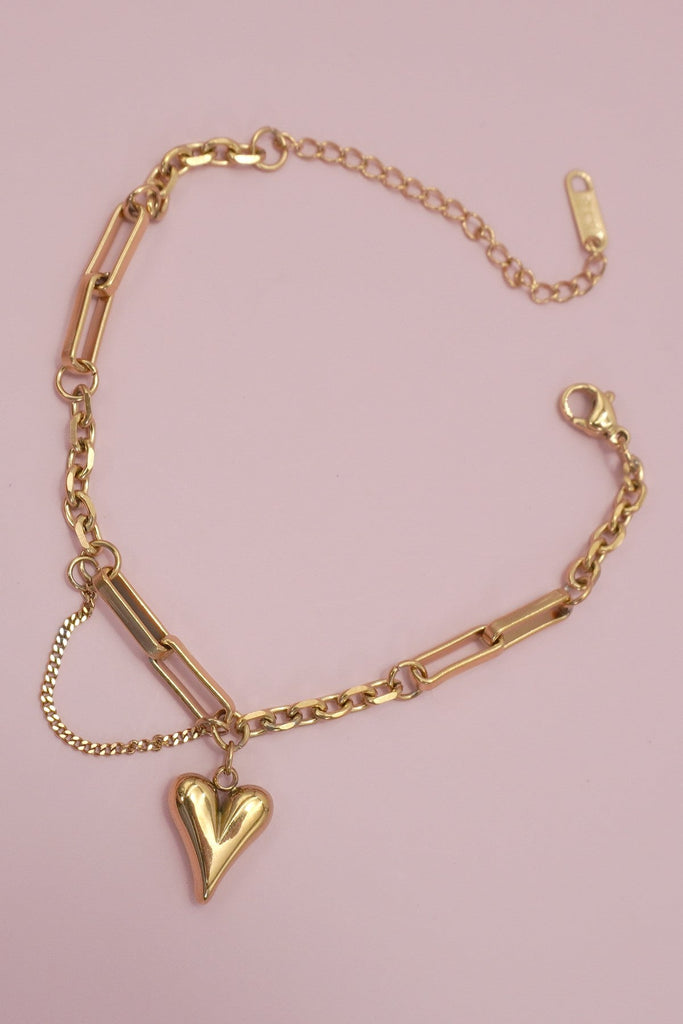 18K STAINLESS STEEL TARNISH FREE HEART BRACELET | 40B5167