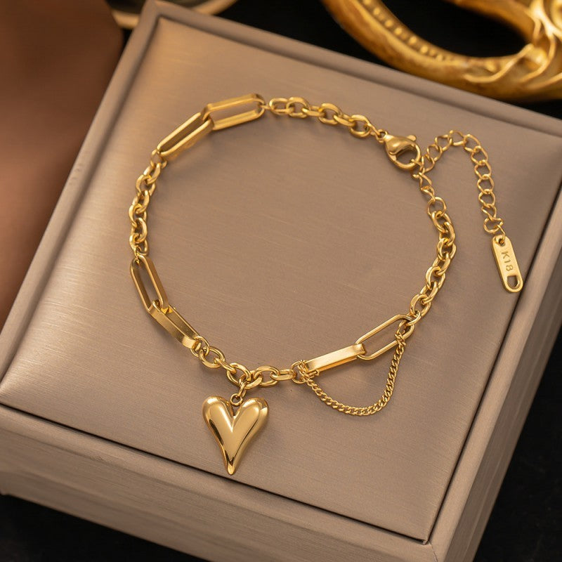 18K STAINLESS STEEL TARNISH FREE HEART BRACELET | 40B5167