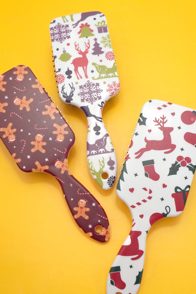 CHRISTMAS HOLIDAY DETANGLE PADDLE HAIR BRUSH COMB | 40HC106