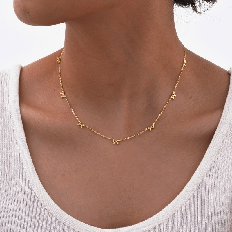 18K STAINLESS STEEL TARNISH FREE BOW NECKLACE | 40NK9512