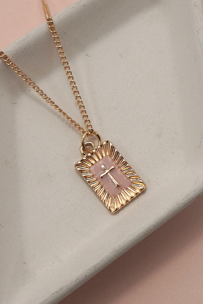 SUNBURST SQUARE CROSS PENDANT NECKLACE | 80N91885