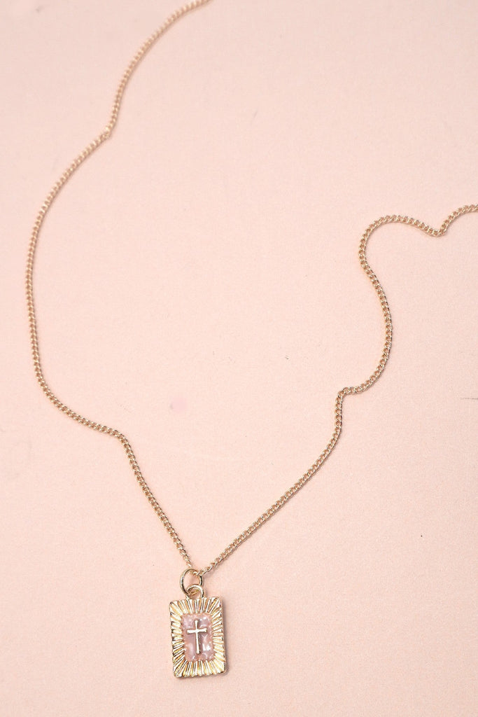 SUNBURST SQUARE CROSS PENDANT NECKLACE | 80N91885