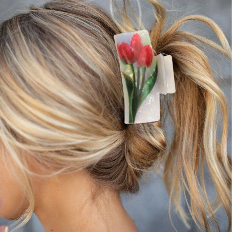 LARGE FLORAL HAIR CLAW CLIPS | 40H959