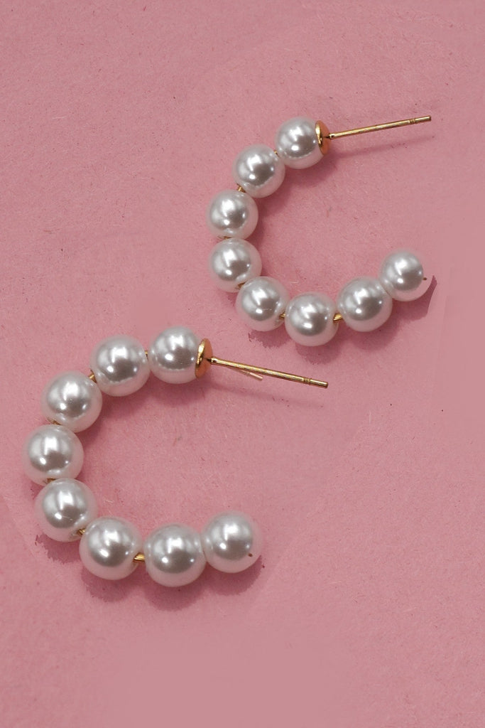 PEARL BEADED HOOP EARRINGS | 40E380