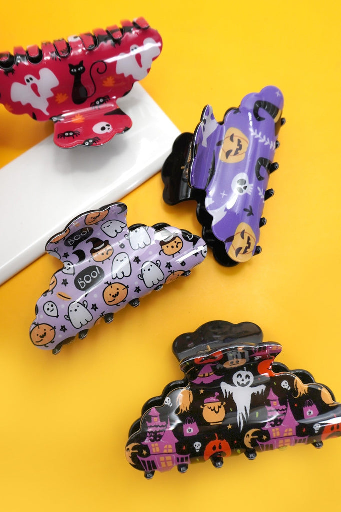 HALLOWEEN PUMPKIN GHOST HAIR CLAW CLIPS | 40H962