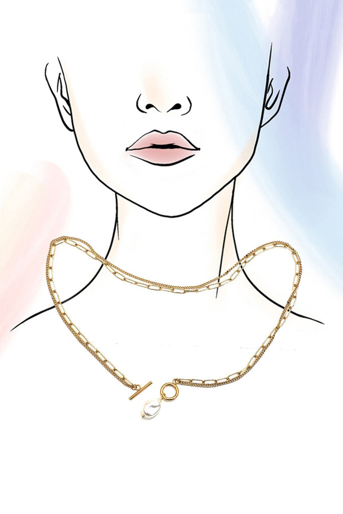 18K STAINLESS STEEL TARNISH FREE PEARL NECKLACE | 40NK9517