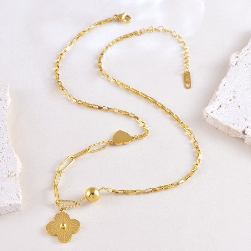 18K STAINLESS STEEL TARNISH FREE CLOVER NECKLACE | 40NK9524