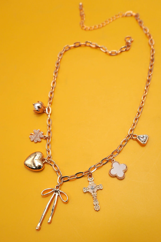 CHARM NECKLACE-CLOVER HEART BOW CROSS | 80N91980