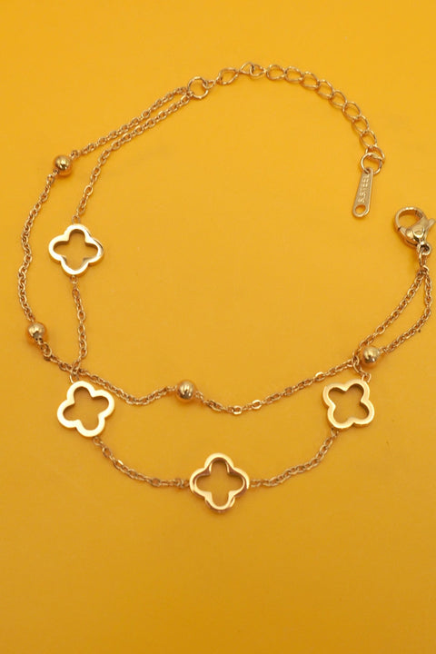 18K STAINLESS STEEL TARNISH FREE CLOVER BRACELET | 40B5174