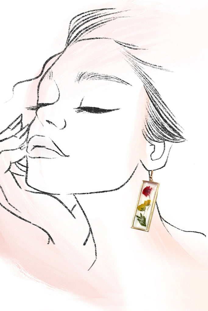 Vintage Dried Flower Earrings | 40E384