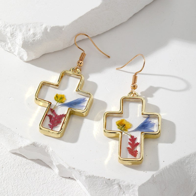 Vintage Dried Flower Earrings | 40E384