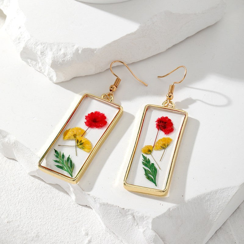 Vintage Dried Flower Earrings | 40E384