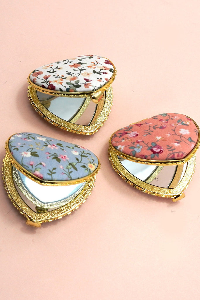 TRAVEL POCKET COMPACT HANDHELD FLORAL MIRROR | 40M103
