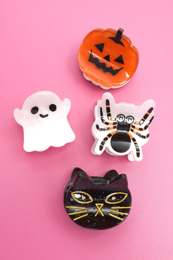 HALLOWEEN PUMPKIN GHOST SET OF 4 HAIR CLAW CLIPS | 40H973