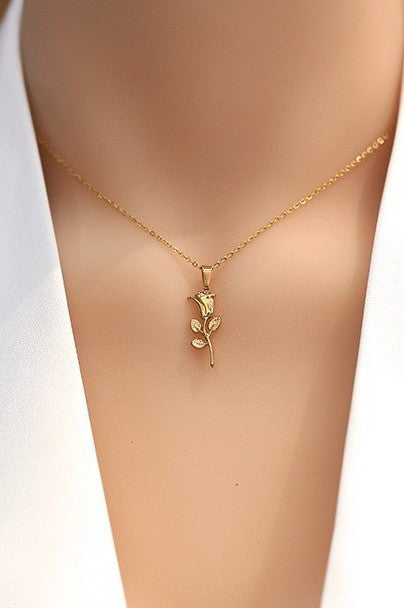 18K STAINLESS STEEL TARNISH FREE ROSE NECKLACE | 40NK9529