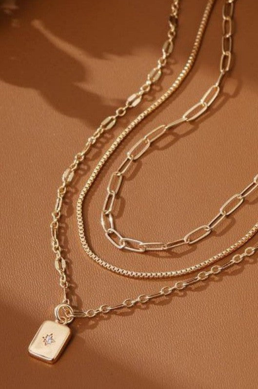 18K STAINLESS STEEL TARNISH FREE LAYERED NECKLACE | 40NK9532