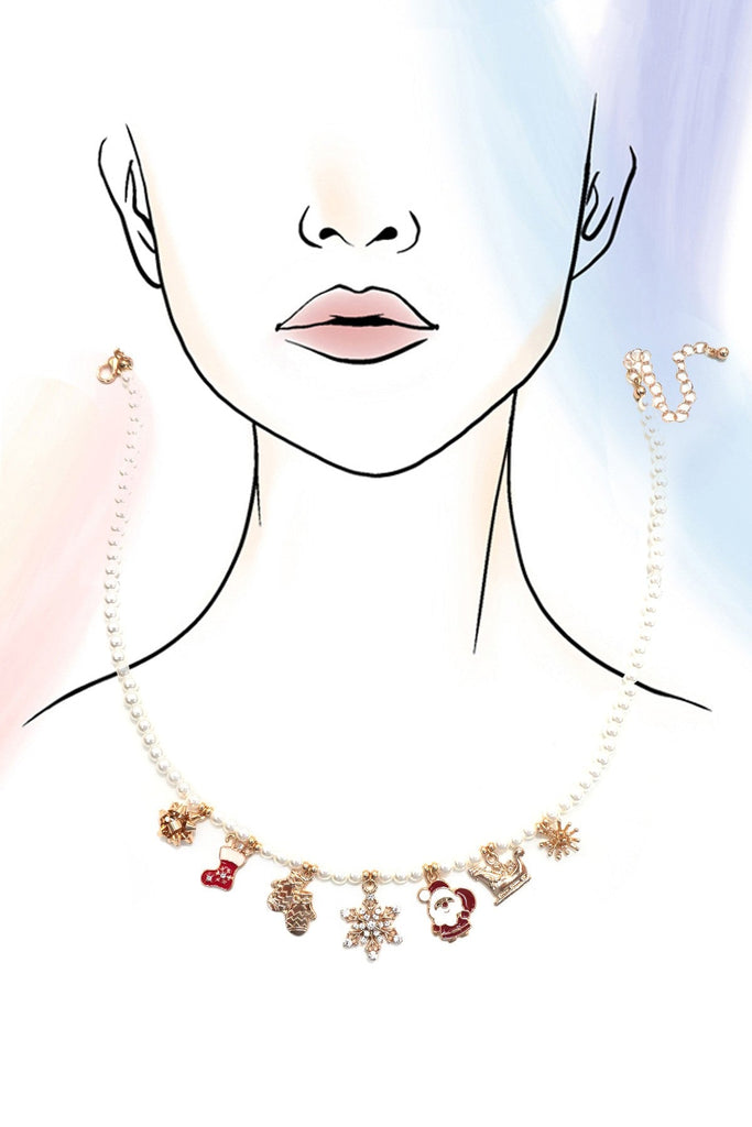 Pearl Chain Necklace with Christmas Charms | 80N91725