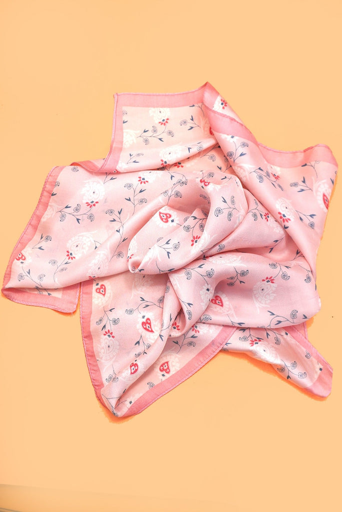 FLOWER PRINT SILKY FEELING BANDANA SCARF | 40SC661