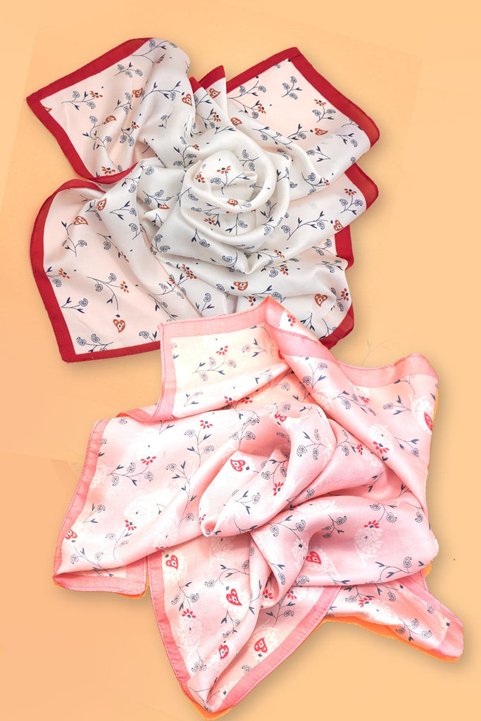 FLOWER PRINT SILKY FEELING BANDANA SCARF | 40SC661