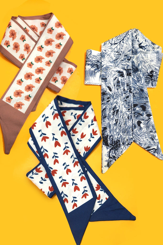 SOFT SILKY SKINNY TWILLY SCARF NECKLACE WRAP | 40SC668