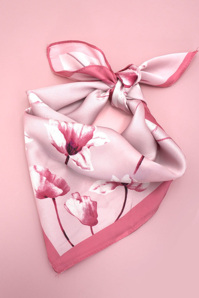 FLOWER PRINT SILKY FEELING BANDANA SCARF | 40SC664