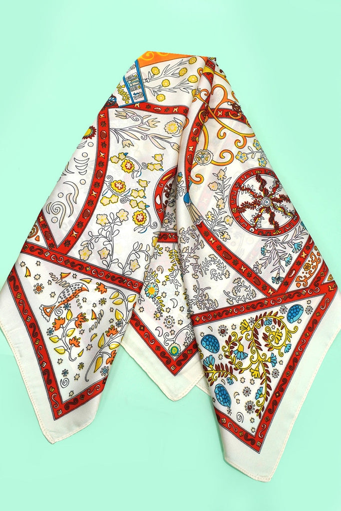 VINTAGE FLORAL PRINT SILKY FEEL BANDANA SCARF | 40SC674