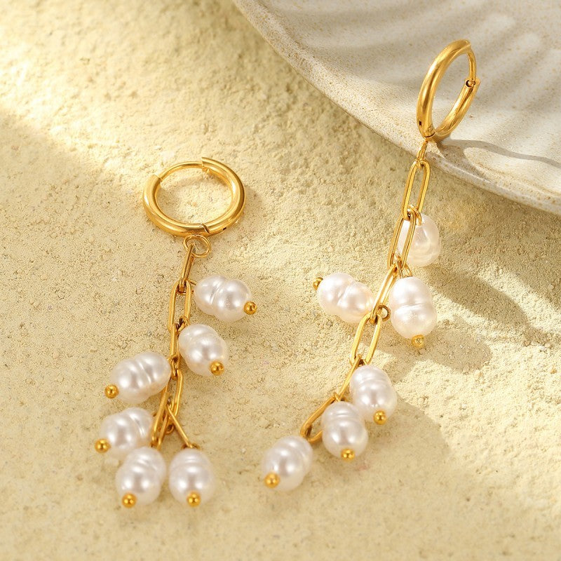 18K STAINLESS STEEL TARNISH FREE PEARL DROP EAR | 40E392