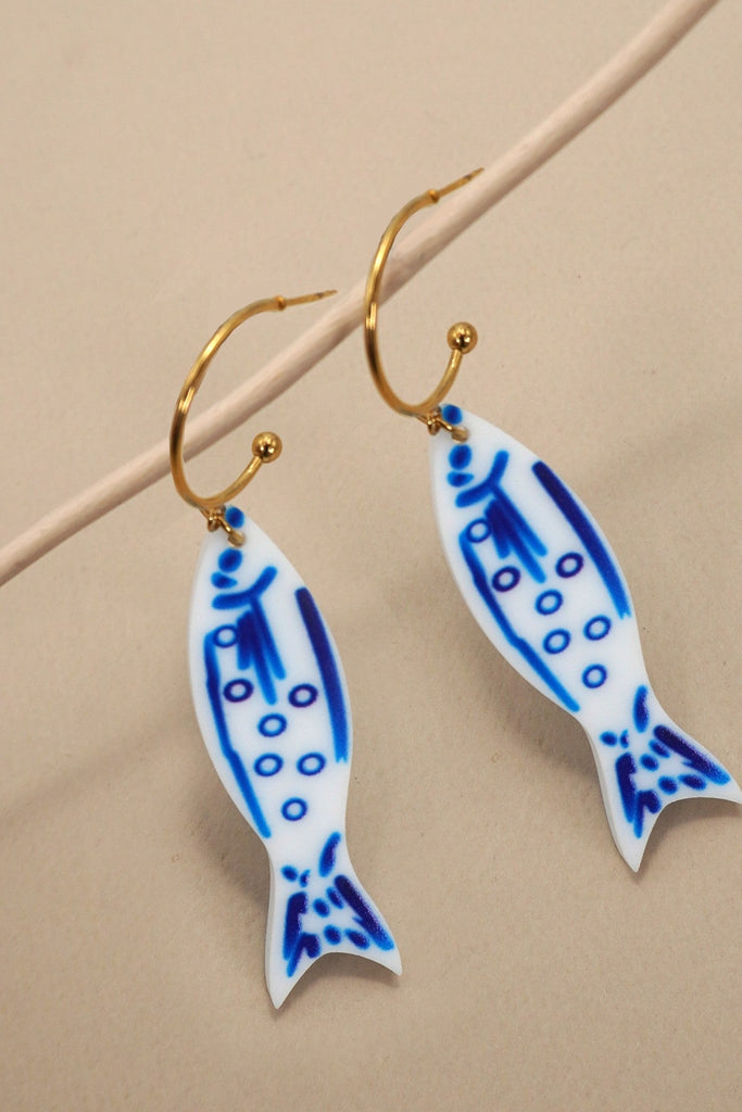 18K STAINLESS STEEL TARNISH FREE FISH EARRINGS | 40E393