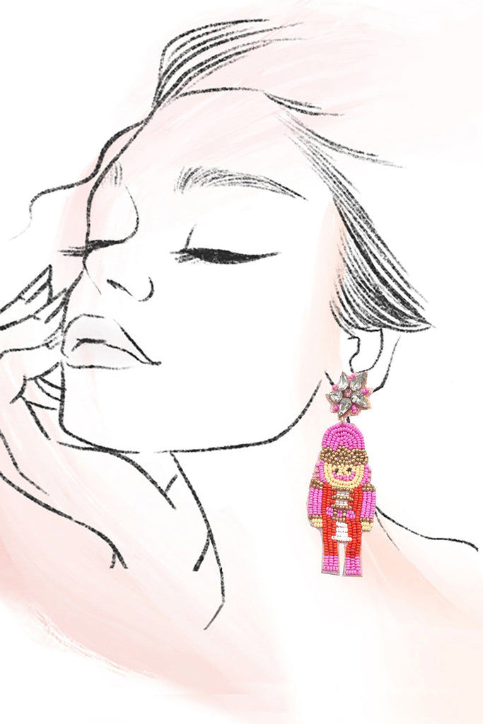 CHRISTMAS HOLIDAY NUTCRACKER BEADED EARRINGS | 91E2570