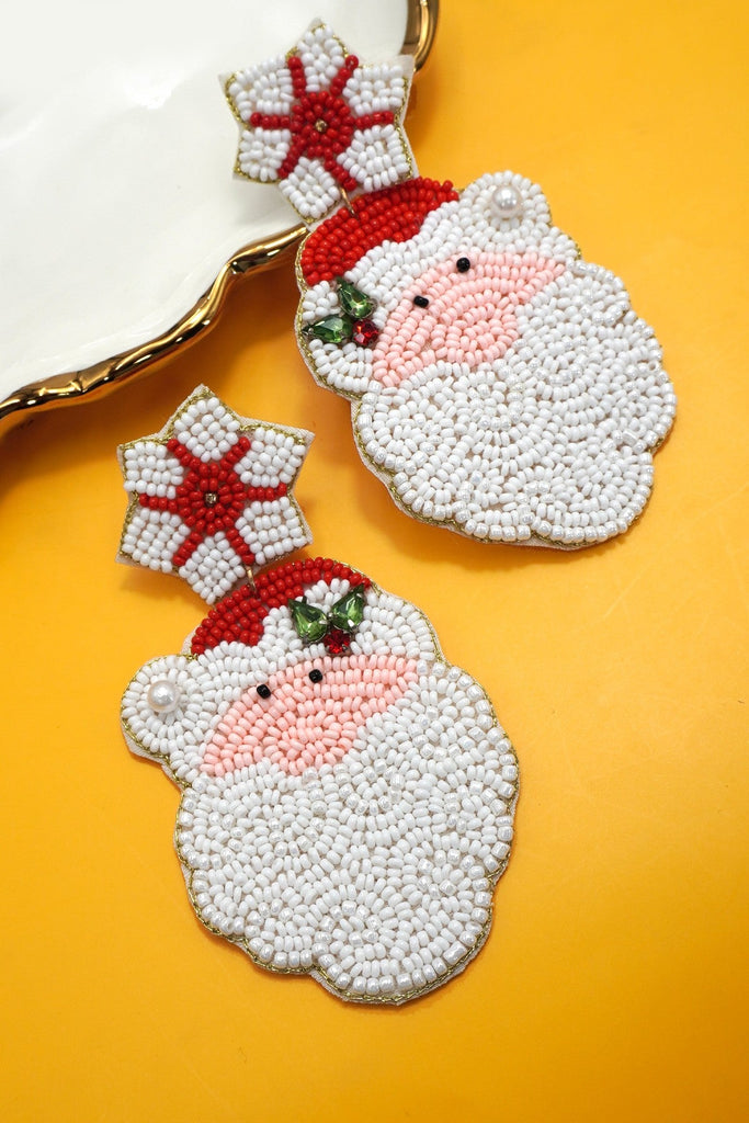 CHRISTMAS HOLIDAY SANTA CLAUSE BEADED EARRINGS | 91E2582