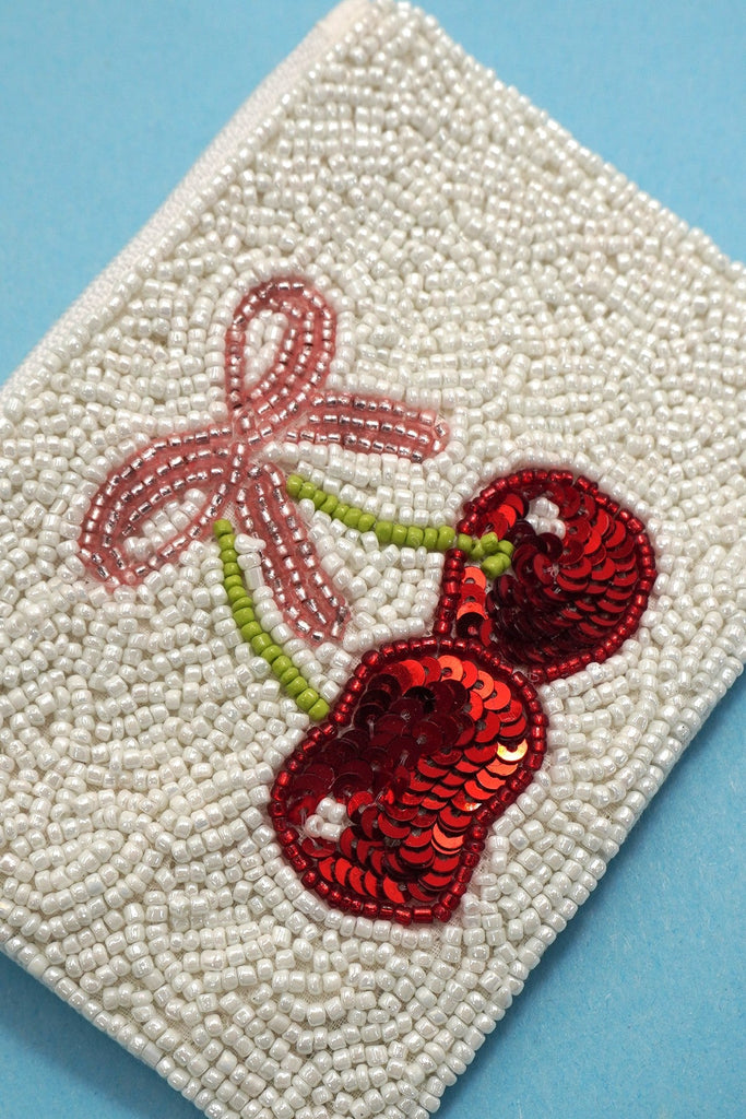 CHRISTMAS HOLIDAY CHERRY BEADED COIN PURSE | 91P1334