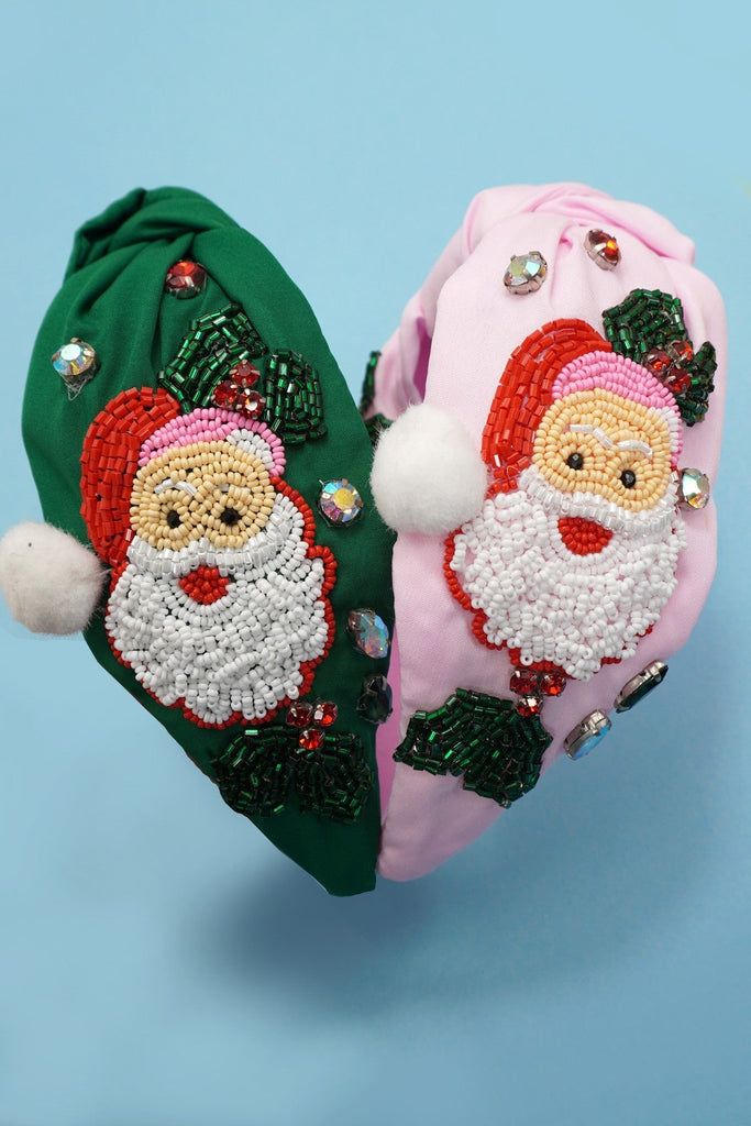 SANTA CLAUS CHRISTMAS HOLIDAY SEED BEAD HEADBAND | 91H25700