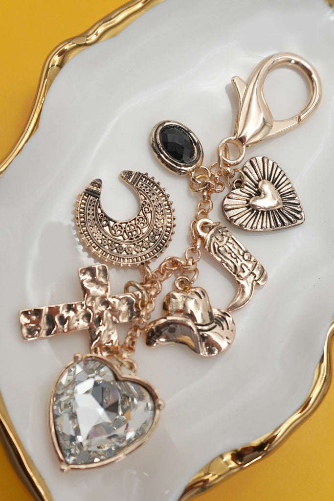 BAG KEY CHARM-HEART CROSS WESTERN BOOT | 80K058