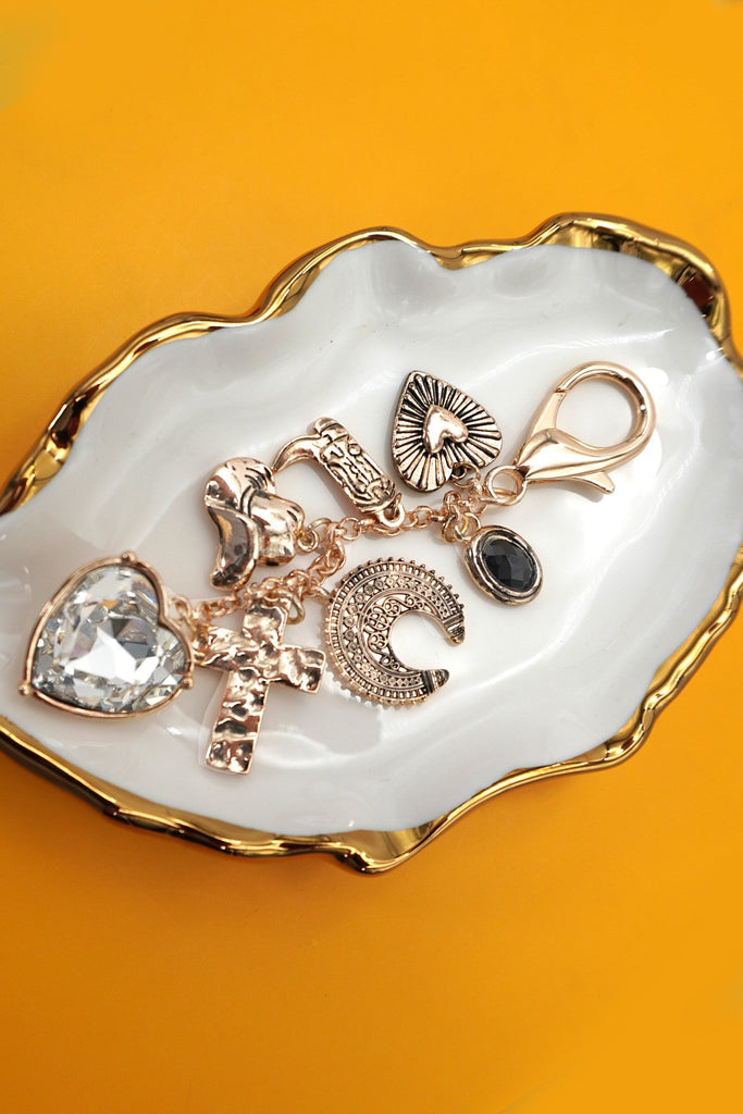 BAG KEY CHARM-HEART CROSS WESTERN BOOT | 80K058