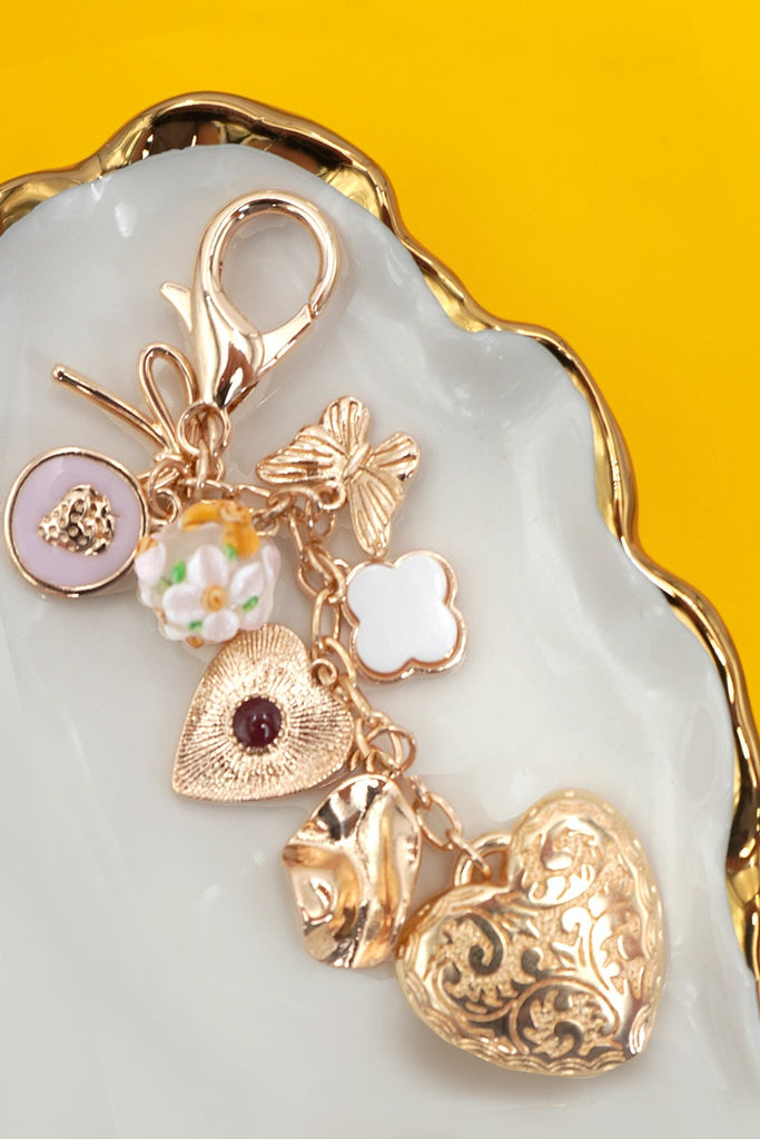 BAG KEY CHARM-HEART BOW BUTTERFLY CLOVER | 80K056