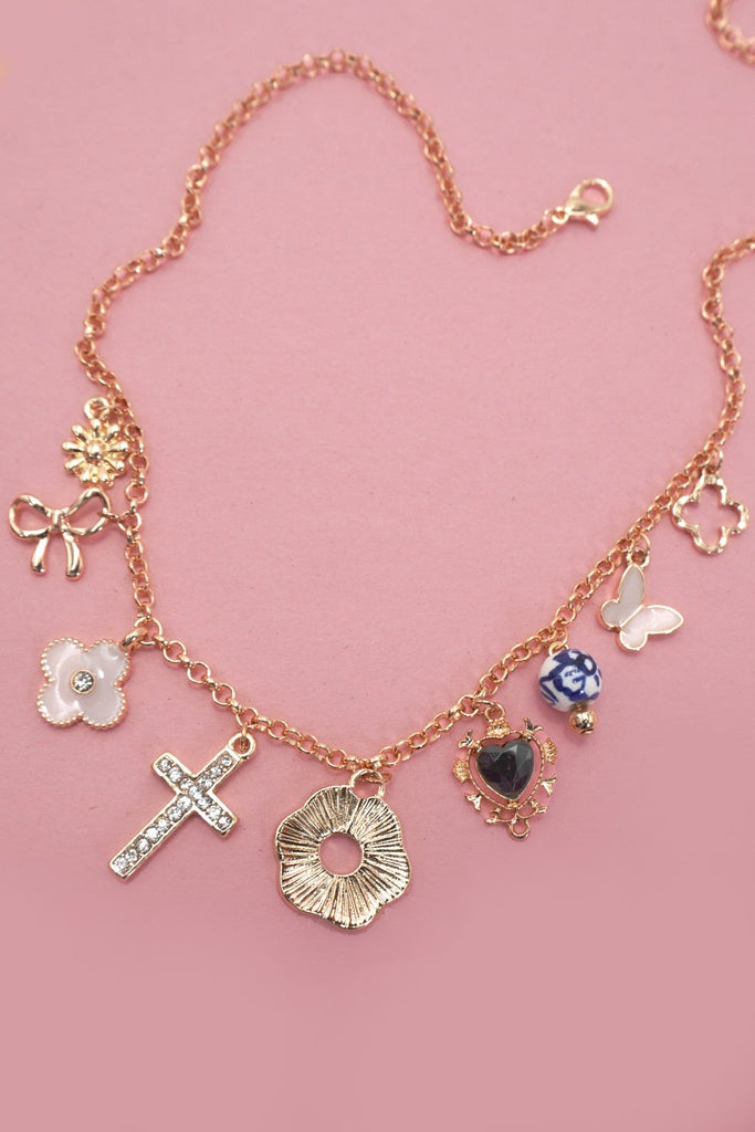 CHARM NECKLACE-BOW FLOWER PORCELAIN CLOVER | 80N92032