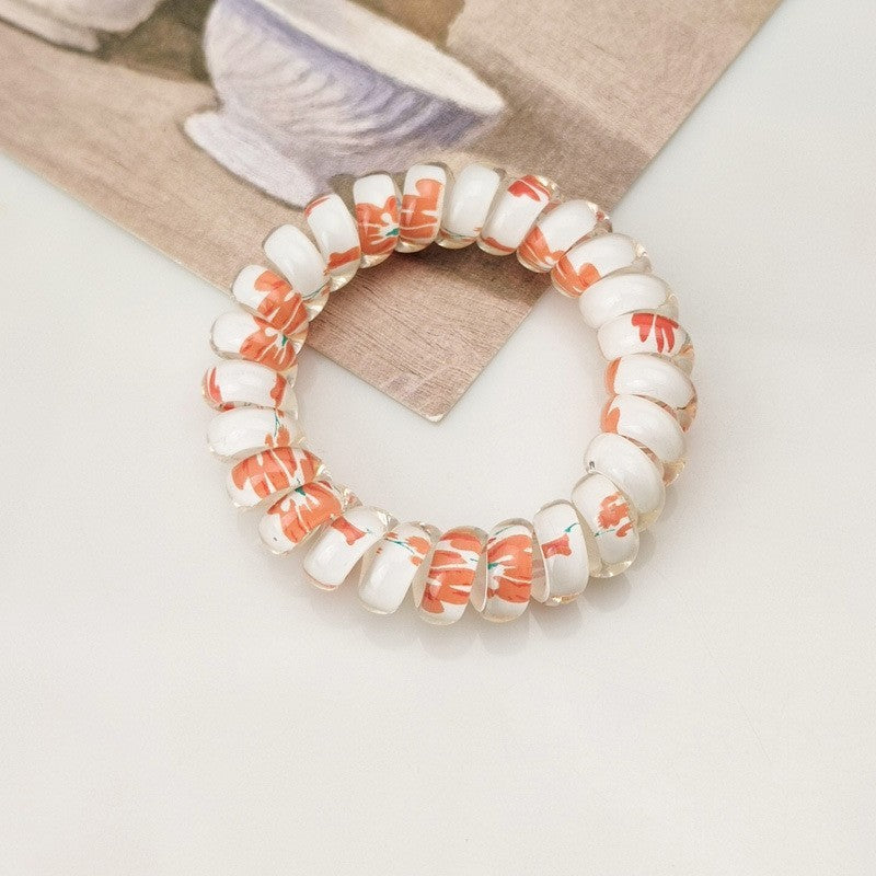 MIX FLOWER FLORAL SET OF 5 COIL HAIR TIES | 40S739